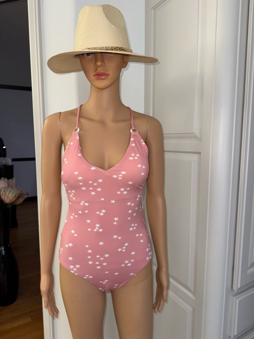 Pink Star Print One-Piece Swimsuit